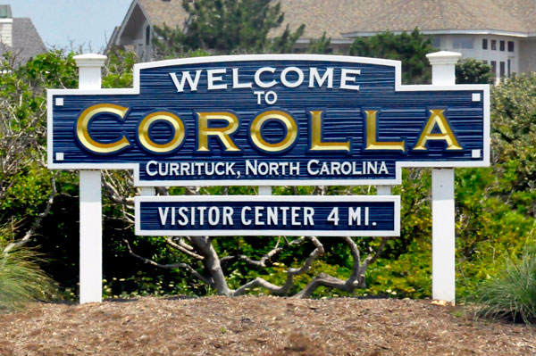 Welcome to Corolla, Currituck NC sign